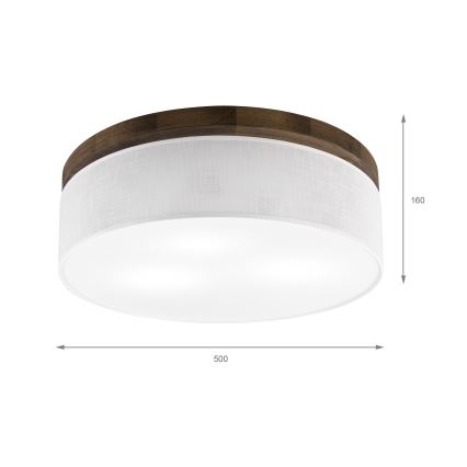 Brilagi - Lampada da soffitto LED BELLADONNA 3xE27/15W/230V diam. 50 cm bianco/rovere noce