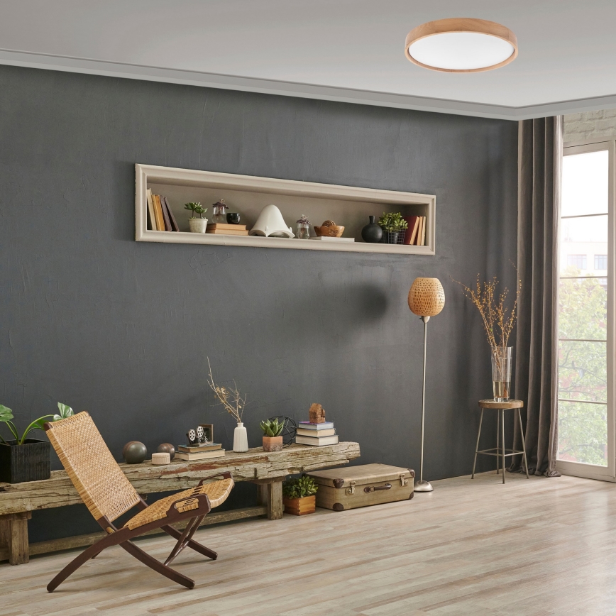Brilagi - Lampada da soffitto dimmerabile LED MANAROLA SMART LED/36W/230V 2700-6500K rovere Ø 51 cm Wi-Fi + telecomando Tuya