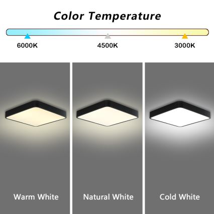 Brilagi - Lampada da soffitto LED POOL SQUARE LED/36W/230V 3000/4500/6000K 40x40 cm nero