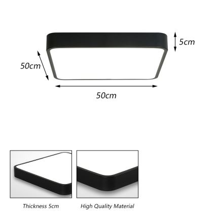 Brilagi - Lampada da soffitto LED POOL SQUARE LED/48W/230V 3000/4500/6000K 50x50 cm nero