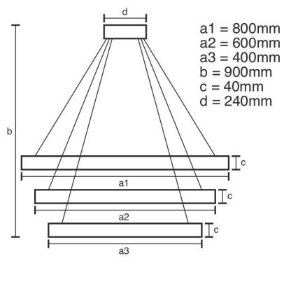 Brilagi - Sospensione LED dimmerabile CIRCLE LED/125W/230V 3000-6500K Ø 80 cm nero + telecomando