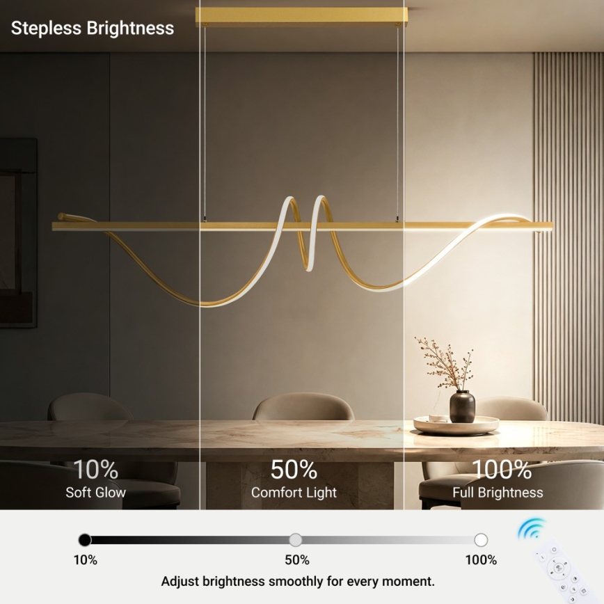 BRILAGI - LED Lampadario dimmerabile a sospensione con cavo SIGNATURE LED/50W/230V 3000-6000K 120 cm oro + telecomando