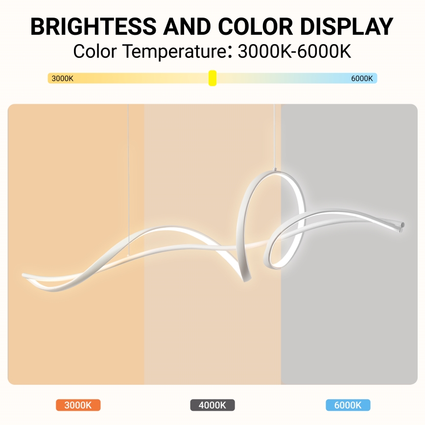 Brilagi - Lampada a sospensione dimmerabile su cavo SIGNATURE LED/55W/230V 3000-6000K 120x23 cm bianco + telecomando