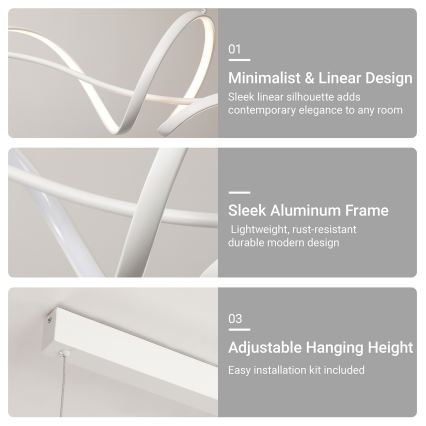 Brilagi - Lampada a sospensione dimmerabile su cavo SIGNATURE LED/55W/230V 3000-6000K 120x23 cm bianco + telecomando