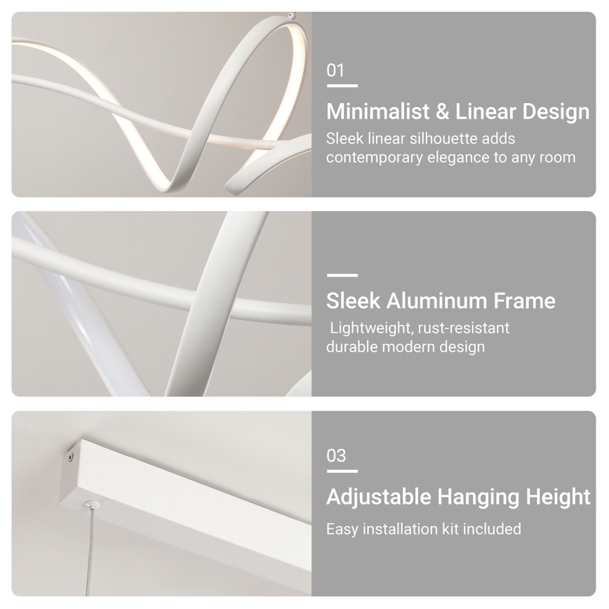 Brilagi - Lampada a sospensione dimmerabile su cavo SIGNATURE LED/55W/230V 3000-6000K 120x23 cm bianco + telecomando