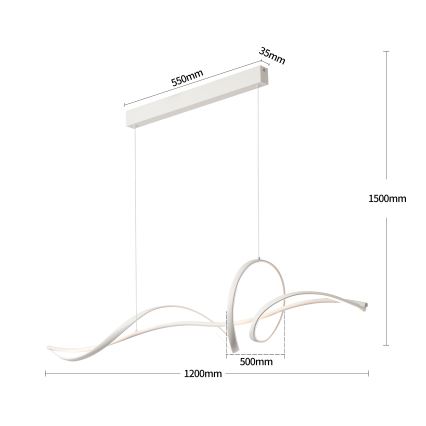 Brilagi - Lampada a sospensione dimmerabile su cavo SIGNATURE LED/55W/230V 3000-6000K 120x23 cm bianco + telecomando