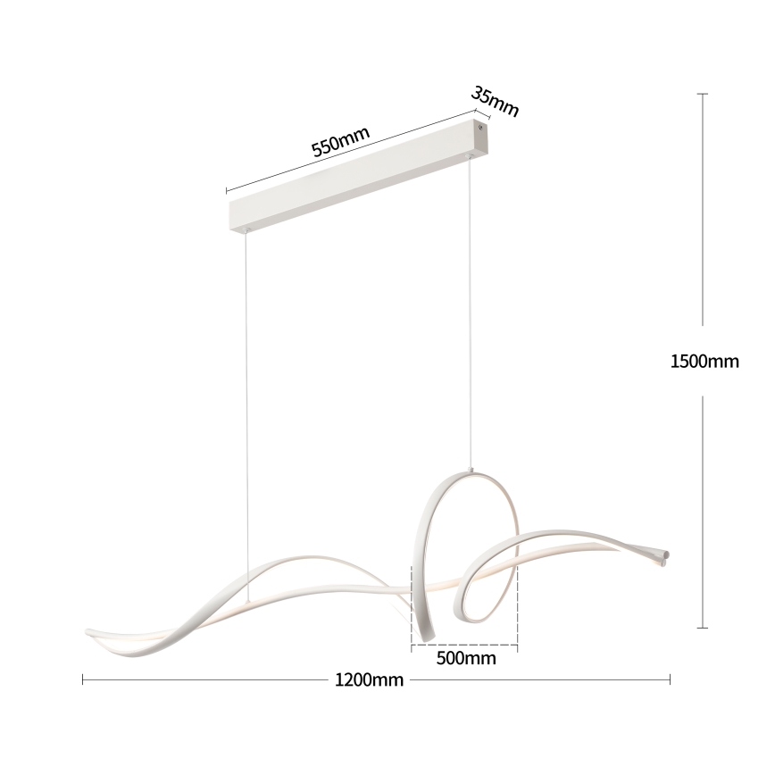 Brilagi - Lampada a sospensione dimmerabile su cavo SIGNATURE LED/55W/230V 3000-6000K 120x23 cm bianco + telecomando