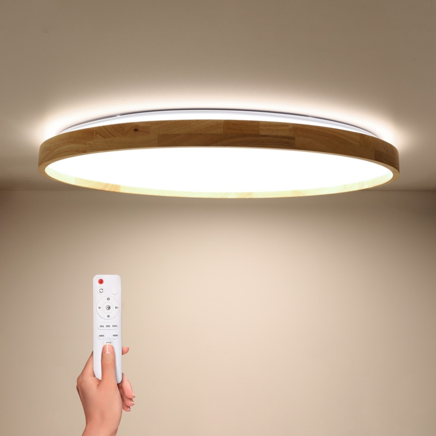 Brilagi - Plafoniera dimmerabile a LED ALSON LED/72W/230V 3000-6500K rovere Ø 78 cm + telecomando