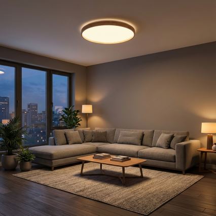 Brilagi - Plafoniera dimmerabile a LED ALSON LED/72W/230V 3000-6500K rovere Ø 78 cm + telecomando