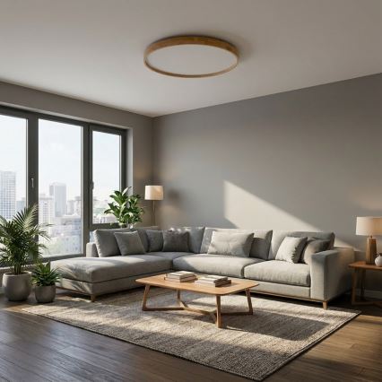 Brilagi - Plafoniera dimmerabile a LED ALSON LED/72W/230V 3000-6500K rovere Ø 78 cm + telecomando