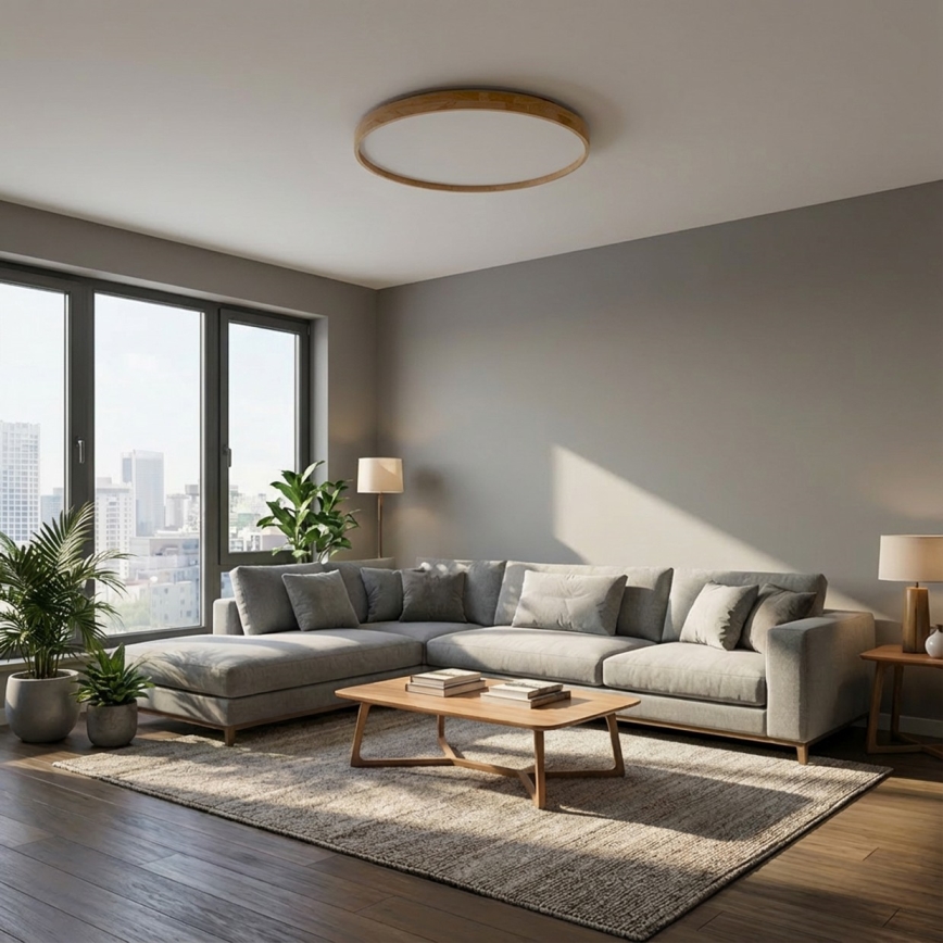Brilagi - Plafoniera dimmerabile a LED ALSON LED/72W/230V 3000-6500K rovere Ø 78 cm + telecomando