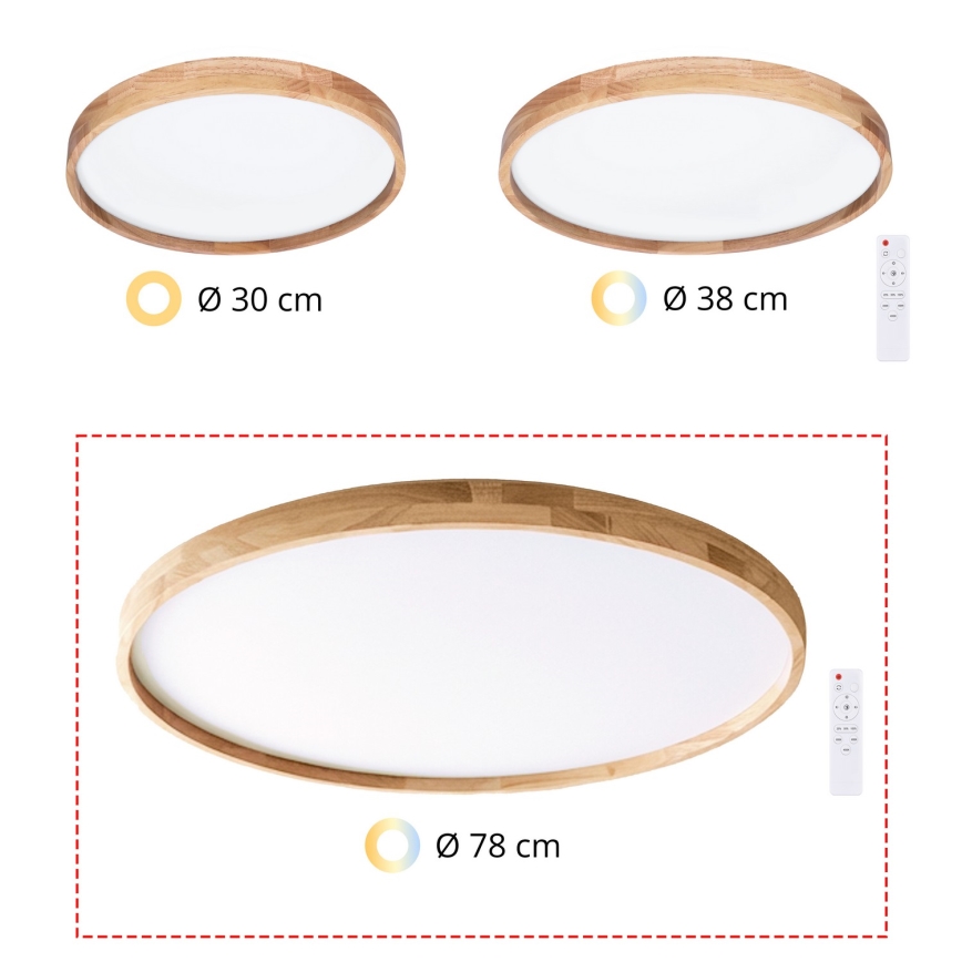 Brilagi - Plafoniera dimmerabile a LED ALSON LED/72W/230V 3000-6500K rovere Ø 78 cm + telecomando