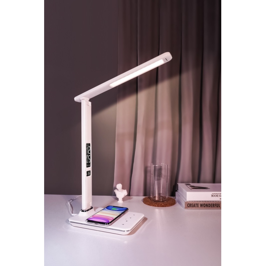 Brilagi - Lampada da tavolo LED dimmerabile con ricarica wireless QI e USB REGINA LED/8,5W/230V bianco