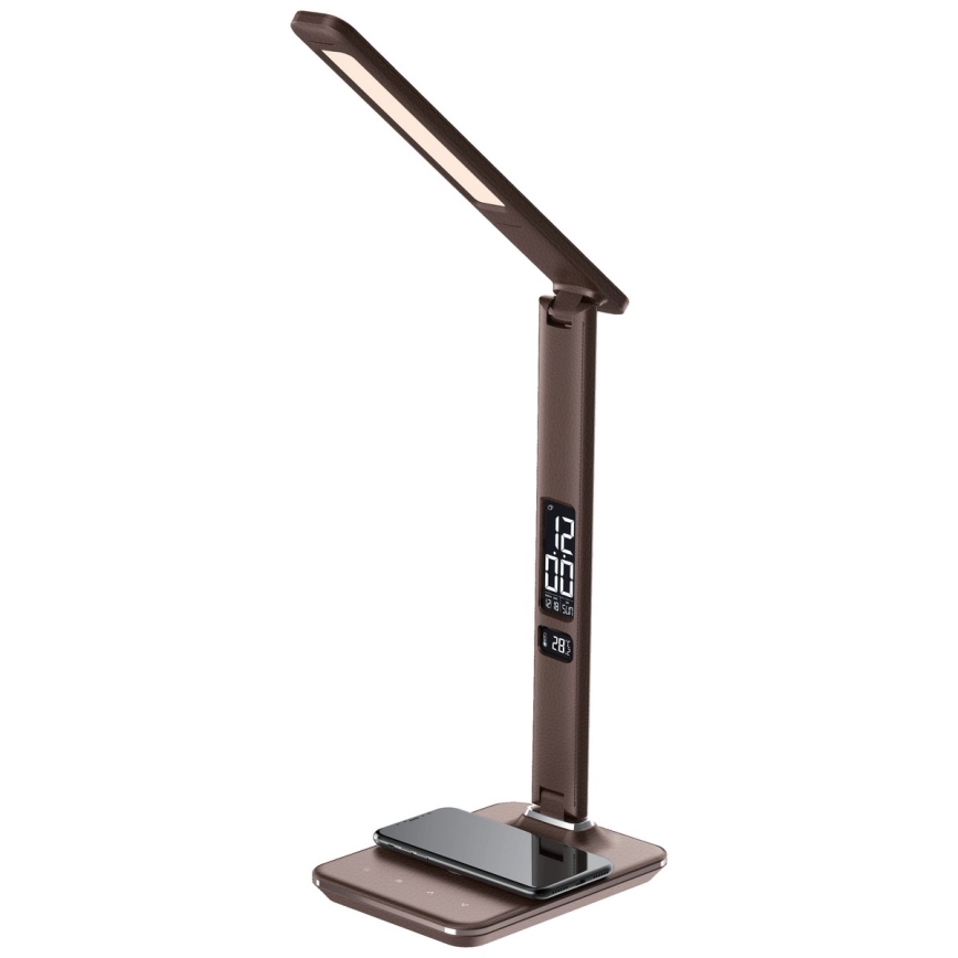 Brilagi - Lampada da tavolo LED dimmerabile con ricarica wireless QI e USB REGINA LED/8,5W/230V marrone