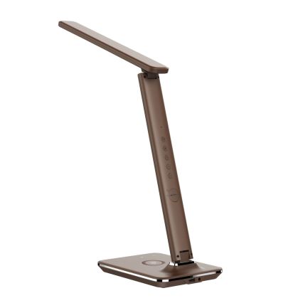 Brilagi - Lampada da tavolo LED dimmerabile con ricarica wireless QI e USB REGINA LED/8,5W/230V marrone