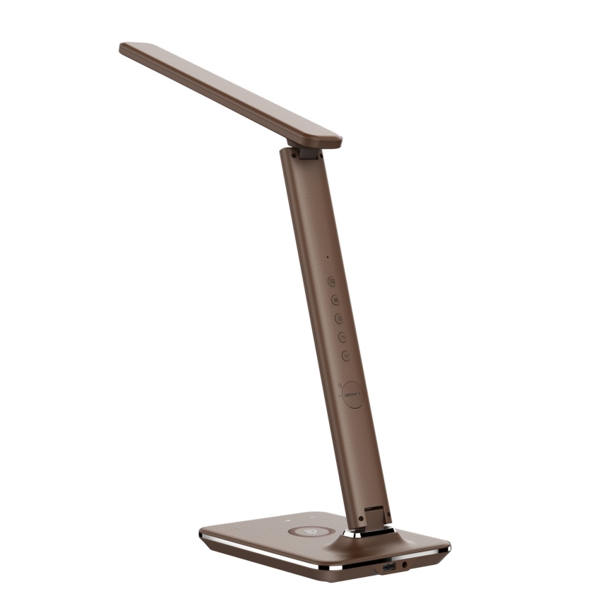 Brilagi - Lampada da tavolo LED dimmerabile con ricarica wireless QI e USB REGINA LED/8,5W/230V marrone