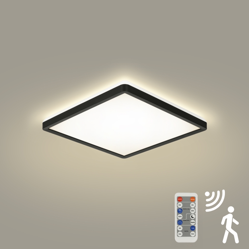 Brilagi - Lampada LED dimmerabile con sensore di movimento e crepuscolare ULTRA SLIM LED/18W/230V 30x30 cm + telecomando