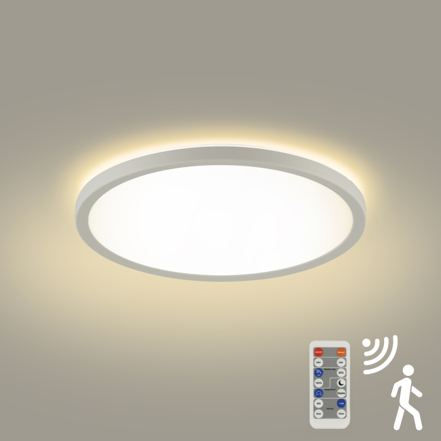 Brilagi - Lampada LED dimmerabile con sensore di movimento e crepuscolare ULTRA SLIM LED/18W/230V diam. 30 cm + telecomando