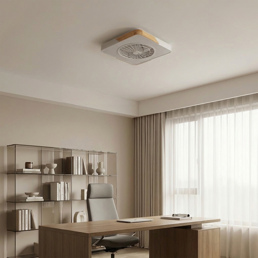 Brilagi - Plafoniera dimmerabile a LED con ventilatore LED/38W/230V 3000-6500K 50x50 cm bianco/rovere + telecomando