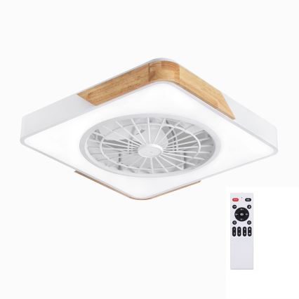 Brilagi - Plafoniera dimmerabile a LED con ventilatore LED/38W/230V 3000-6500K 50x50 cm bianco/rovere + telecomando