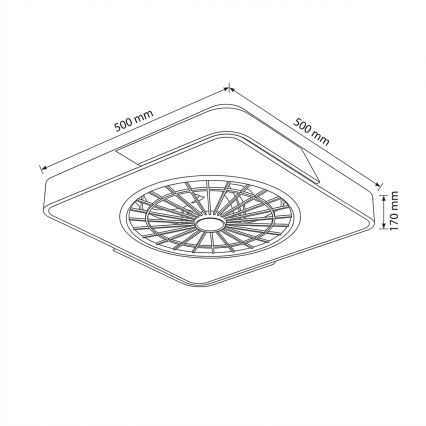 Brilagi - Plafoniera dimmerabile a LED con ventilatore LED/38W/230V 3000-6500K 50x50 cm bianco/rovere + telecomando