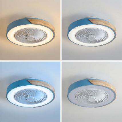 Brilagi - Plafoniera LED dimmerabile con ventilatore LED/38W/230V 3000-6500K 3000-6500K Ø 50 cm blu/rovere + telecomando