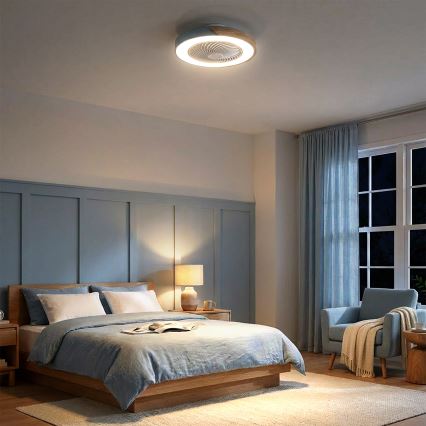 Brilagi - Plafoniera LED dimmerabile con ventilatore LED/38W/230V 3000-6500K 3000-6500K Ø 50 cm blu/rovere + telecomando