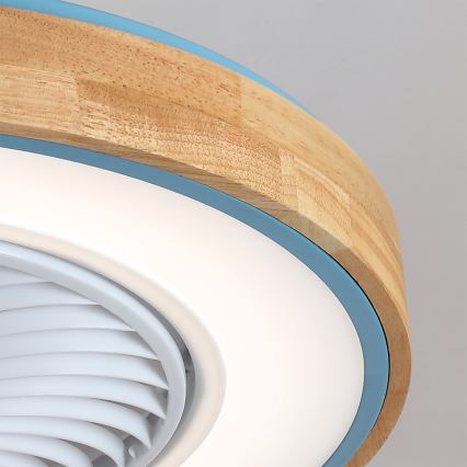 Brilagi - Plafoniera LED dimmerabile con ventilatore LED/38W/230V 3000-6500K 3000-6500K Ø 50 cm blu/rovere + telecomando