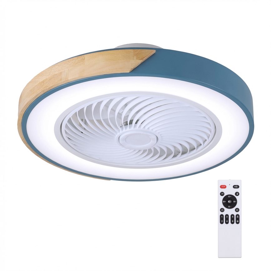 Brilagi - Plafoniera LED dimmerabile con ventilatore LED/38W/230V 3000-6500K 3000-6500K Ø 50 cm blu/rovere + telecomando