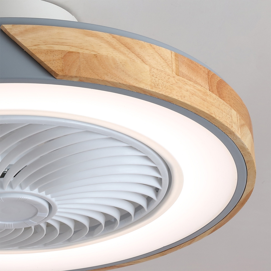 Brilagi - Plafoniera LED dimmerabile con ventilatore, 38W/230V, 3000-6500K, Ø 50 cm, grigio/rovere + telecomando