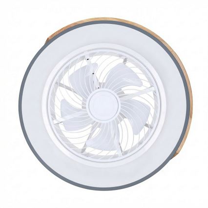 Brilagi - Plafoniera LED dimmerabile con ventilatore, 38W/230V, 3000-6500K, Ø 50 cm, grigio/rovere + telecomando