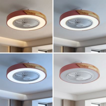 Brilagi - Plafoniera LED dimmerabile con ventilatore integrato LED/38W/230V 3000-6500K 3000-6500K Ø 50 cm rosa/rovere + telecomando
