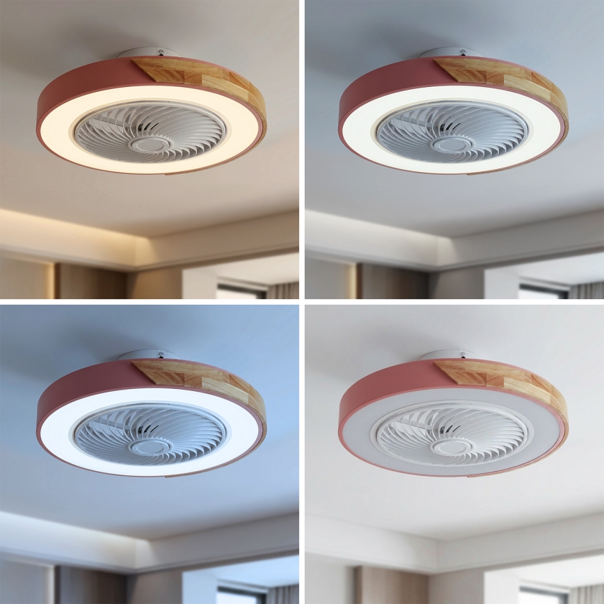 Brilagi - Plafoniera LED dimmerabile con ventilatore integrato LED/38W/230V 3000-6500K 3000-6500K Ø 50 cm rosa/rovere + telecomando