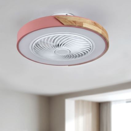 Brilagi - Plafoniera LED dimmerabile con ventilatore integrato LED/38W/230V 3000-6500K 3000-6500K Ø 50 cm rosa/rovere + telecomando