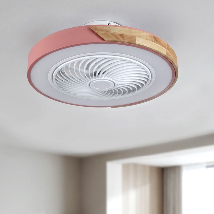 Brilagi - Plafoniera LED dimmerabile con ventilatore integrato LED/38W/230V 3000-6500K 3000-6500K Ø 50 cm rosa/rovere + telecomando