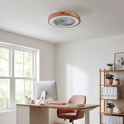 Brilagi - Plafoniera LED dimmerabile con ventilatore integrato LED/38W/230V 3000-6500K 3000-6500K Ø 50 cm rosa/rovere + telecomando
