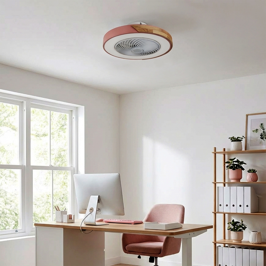 Brilagi - Plafoniera LED dimmerabile con ventilatore integrato LED/38W/230V 3000-6500K 3000-6500K Ø 50 cm rosa/rovere + telecomando
