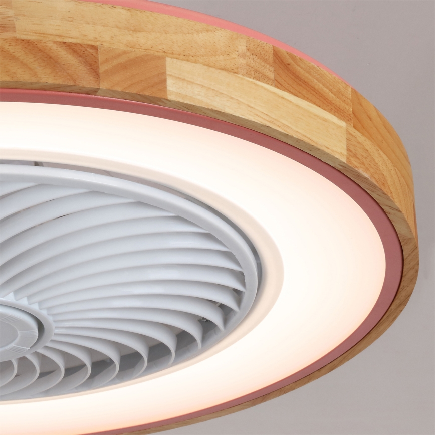 Brilagi - Plafoniera LED dimmerabile con ventilatore integrato LED/38W/230V 3000-6500K 3000-6500K Ø 50 cm rosa/rovere + telecomando