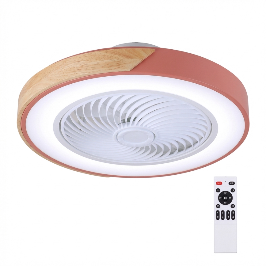Brilagi - Plafoniera LED dimmerabile con ventilatore integrato LED/38W/230V 3000-6500K 3000-6500K Ø 50 cm rosa/rovere + telecomando