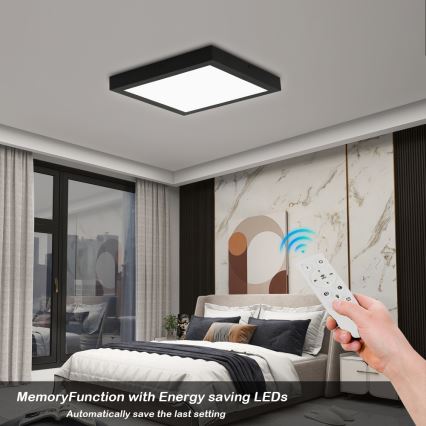 Brilagi - Plafoniera LED dimmerabile da bagno FRAME SMART LED/24W/230V 30x30 cm 3000-6000K IP44 nero + telecomando