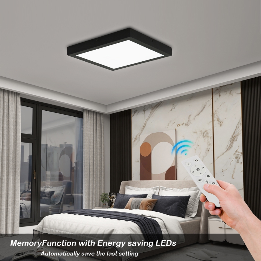 Brilagi - Plafoniera LED dimmerabile da bagno FRAME SMART LED/24W/230V 30x30 cm 3000-6000K IP44 nero + telecomando