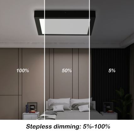 Brilagi - Plafoniera LED dimmerabile da bagno FRAME SMART LED/24W/230V 30x30 cm 3000-6000K IP44 nero + telecomando