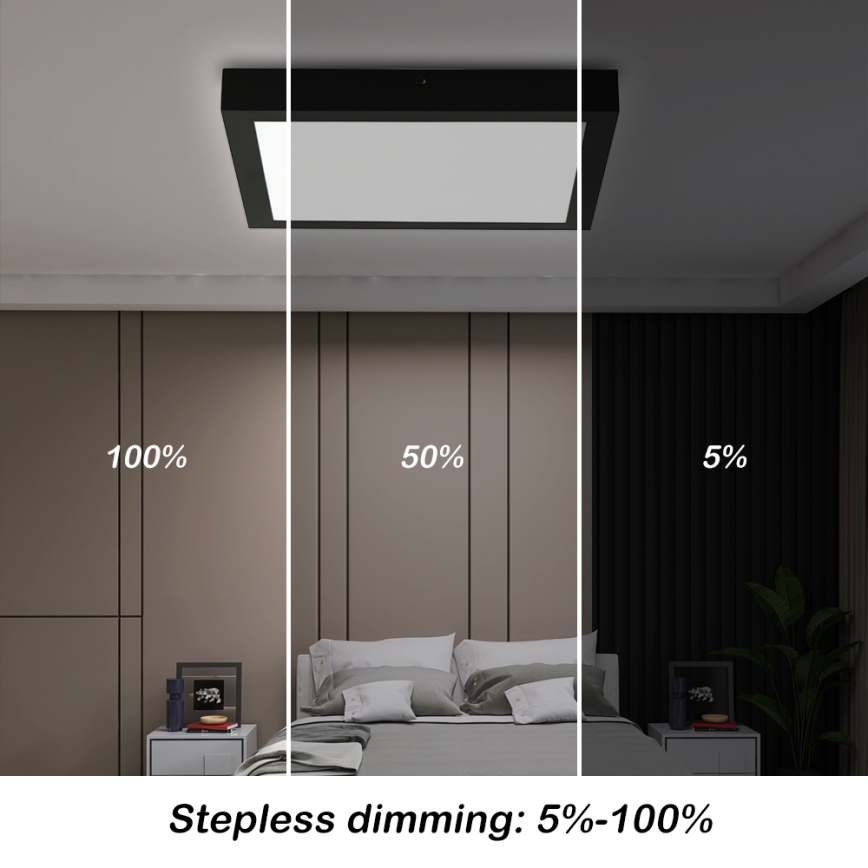 Brilagi - Plafoniera LED dimmerabile da bagno FRAME SMART LED/24W/230V 30x30 cm 3000-6000K IP44 nero + telecomando