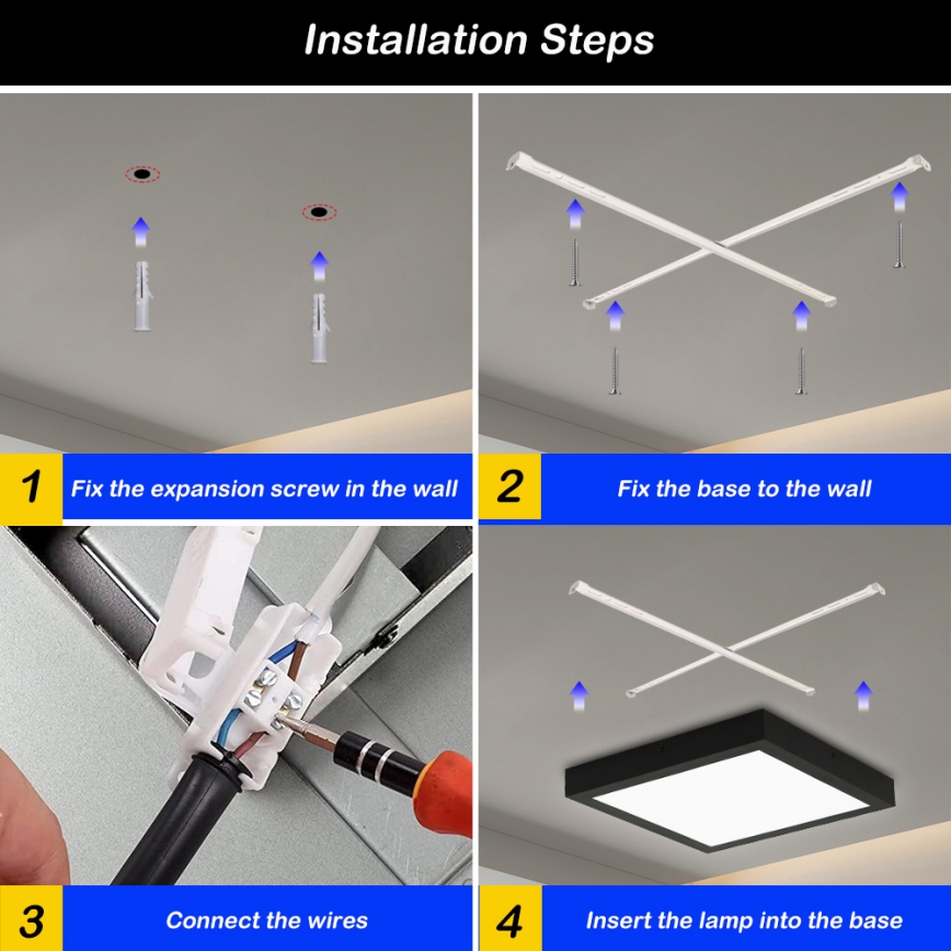 Brilagi - Plafoniera LED dimmerabile da bagno FRAME SMART LED/24W/230V 30x30 cm 3000-6000K IP44 nero + telecomando