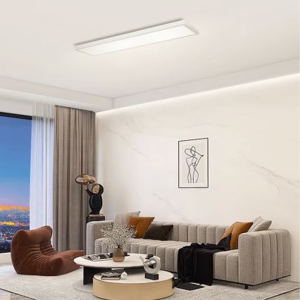 Brilagi - Plafoniera LED dimmerabile da bagno FRAME SMART LED/50W/230V 120x30 cm 3000-6000K IP44 argento + telecomando