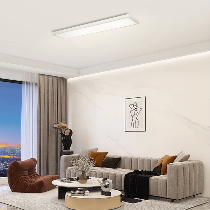Brilagi - Plafoniera LED dimmerabile da bagno FRAME SMART LED/50W/230V 120x30 cm 3000-6000K IP44 argento + telecomando