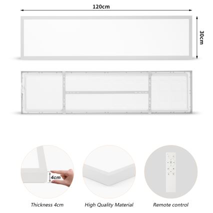 Brilagi - Plafoniera LED dimmerabile da bagno FRAME SMART LED/50W/230V 120x30 cm 3000-6000K IP44 argento + telecomando