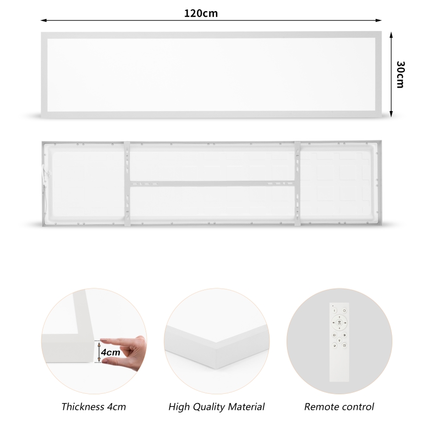 Brilagi - Plafoniera LED dimmerabile da bagno FRAME SMART LED/50W/230V 120x30 cm 3000-6000K IP44 argento + telecomando