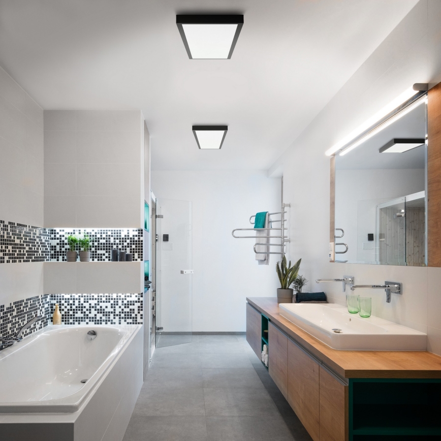 Brilagi - Plafoniera LED dimmerabile da bagno FRAME SMART LED/50W/230V 30x120 cm 3000-6000K IP44 nero + telecomando