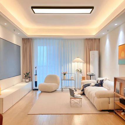 Brilagi - Plafoniera LED dimmerabile da bagno FRAME SMART LED/50W/230V 30x120 cm 3000-6000K IP44 nero + telecomando